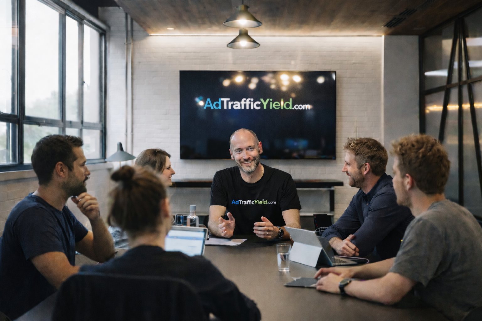 Team working on advertising